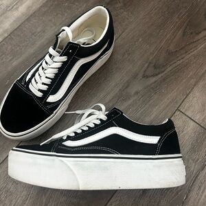 Black and White Vans Platform Sneakers